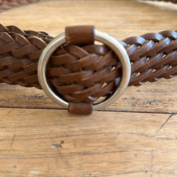 Linea Pelle Braided Woven Leather Brown Size Large Boho Style - Picture 3 of 9